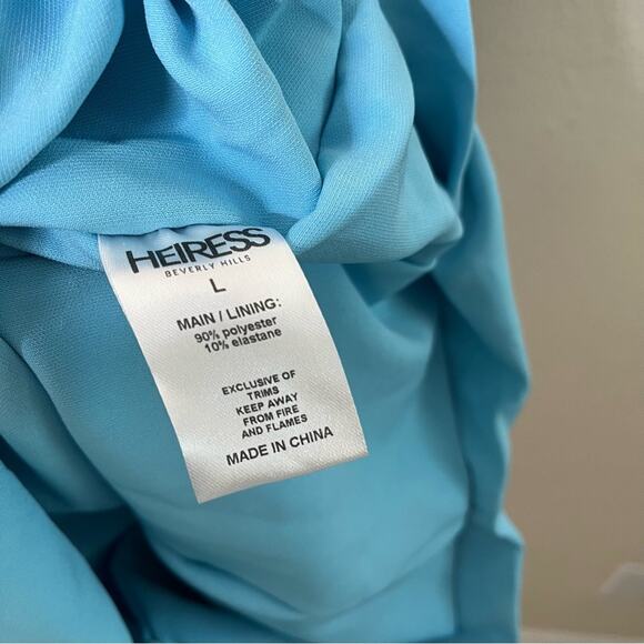 Heiress Beverly Hills Blue Corset Draped Dress Off Shoulder Women’s Size L - Picture 8 of 8
